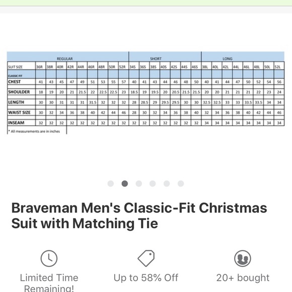 🎄 Braveman 44Sx38W Classic Fit Christmas Suit - Picture 3 of 3